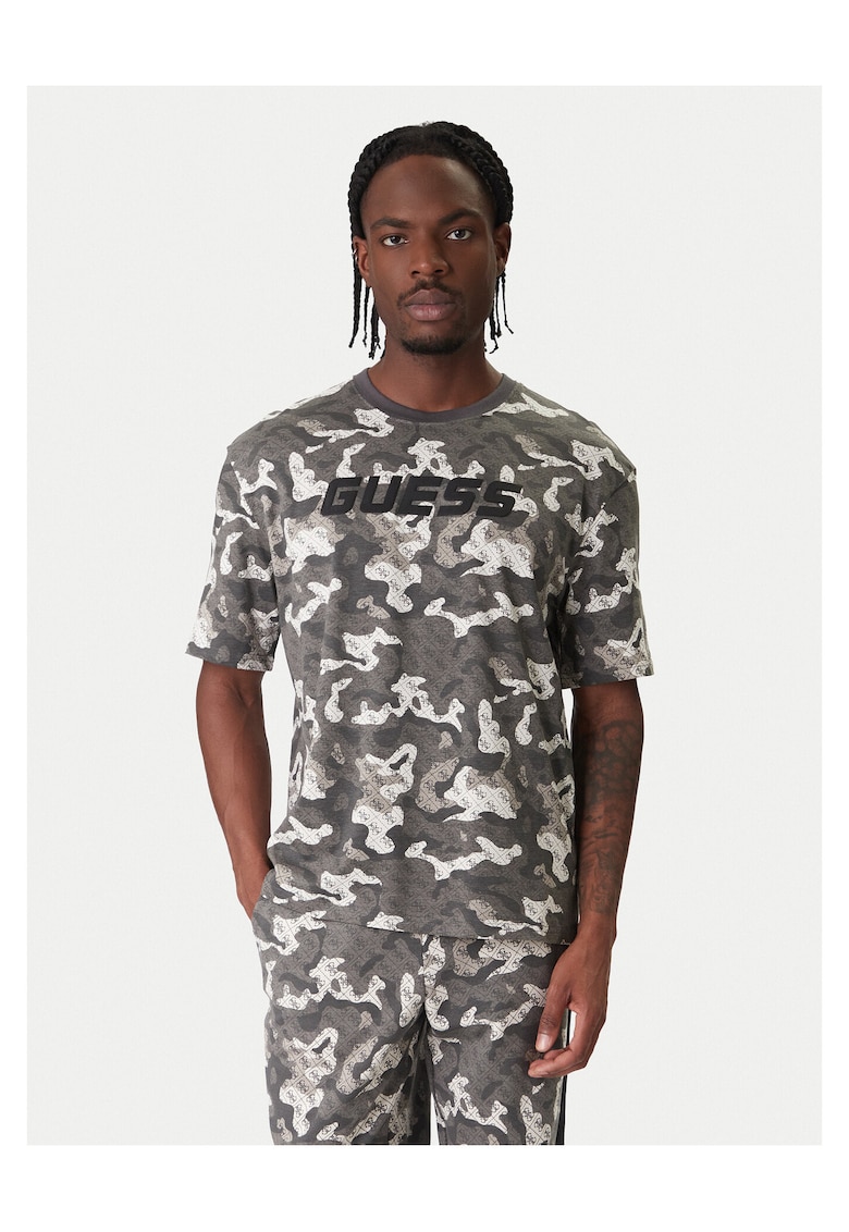 Guess Tricou barbati gri - bumbac