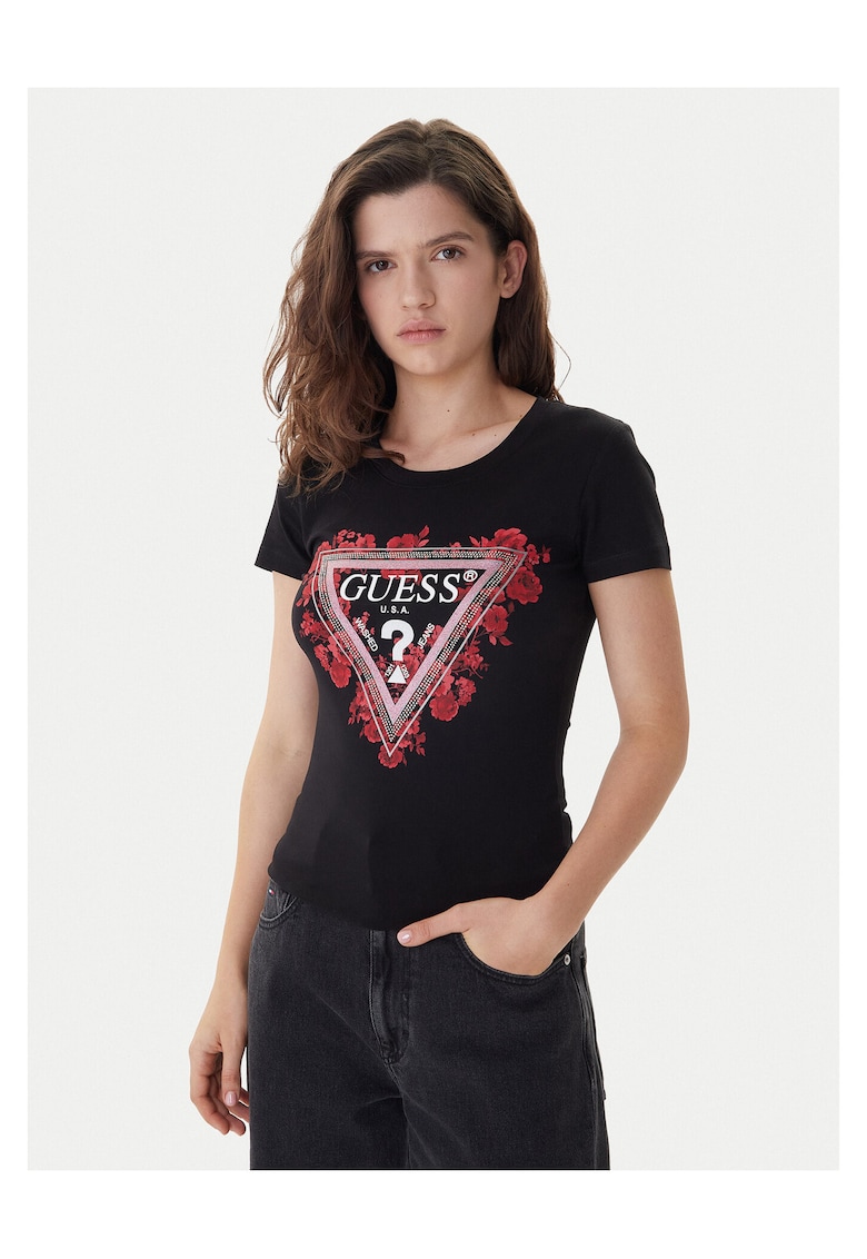 Tricou dama - Negru/Rosu