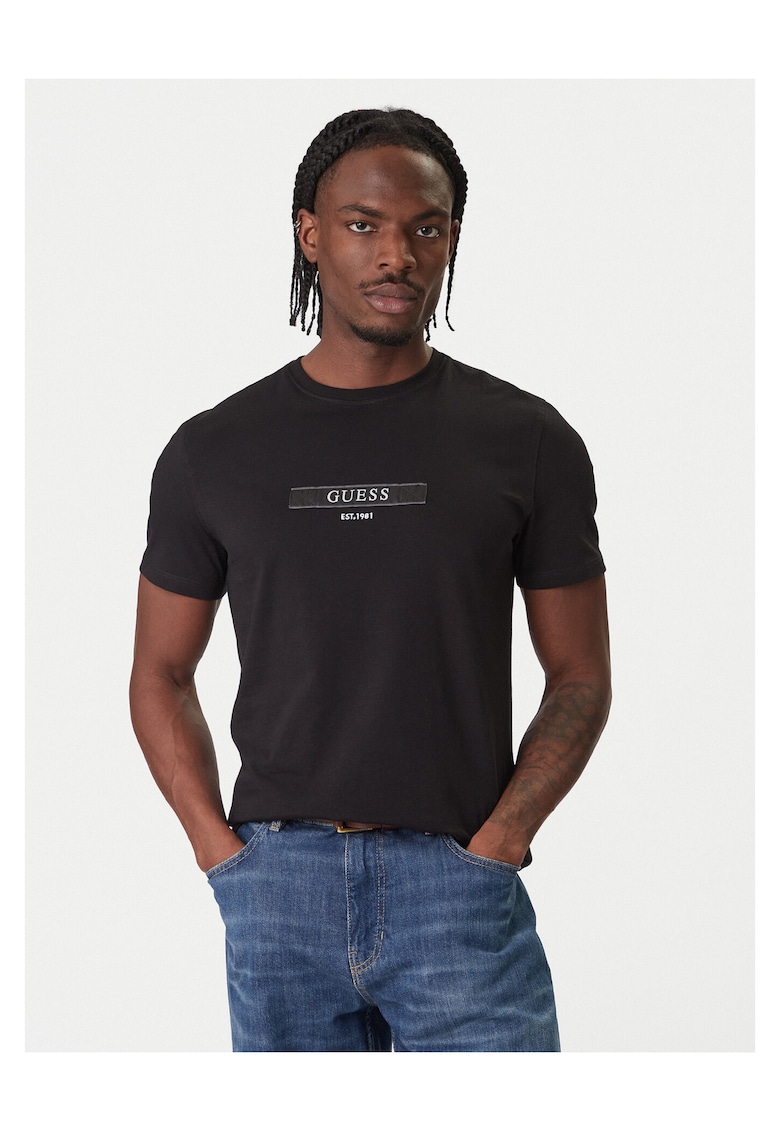 Tricou barbat - negru - bumbac