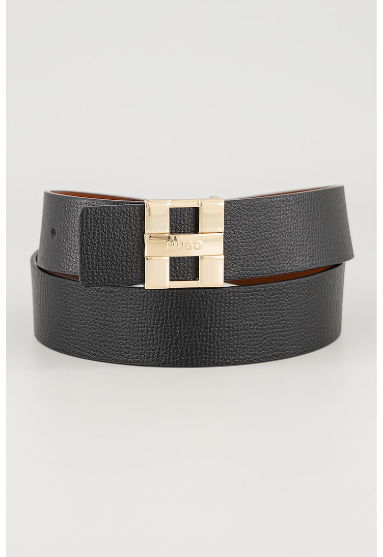 Curea de piele cu catarama cu nit Zita - Negru