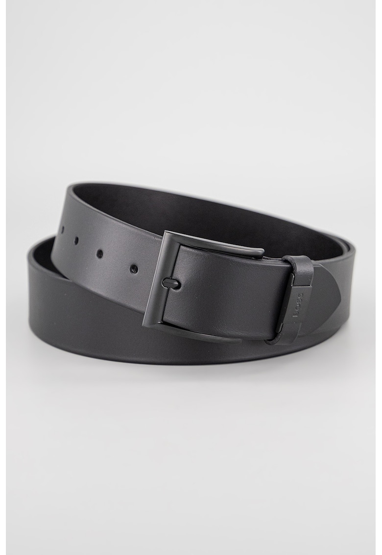 Curea de piele cu logo - Negru