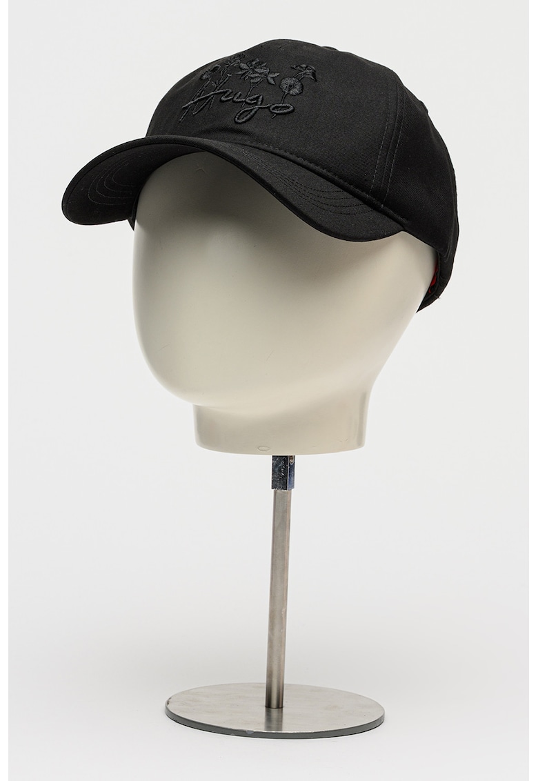 Sapca cu broderie florala si logo - Negru