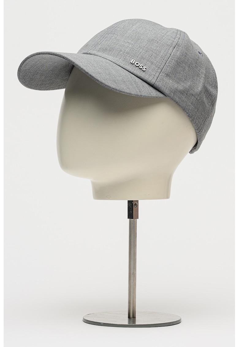 Sapca din amestec de lana virgina cu detaliu cu logo metalic - Gri cenusiu