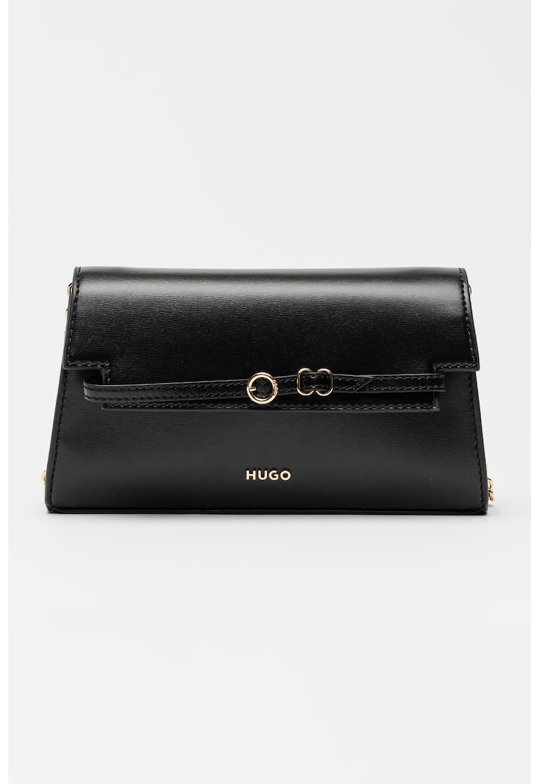 Geanta plic din piele ecologica cu bareta din lant Syndra - Negru