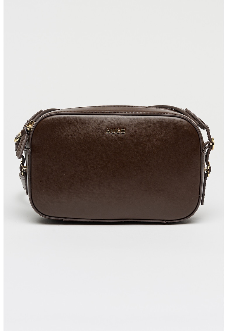 Geanta crossbody din piele ecologica cu aplicatie logo metalica Syndra - Maro inchis