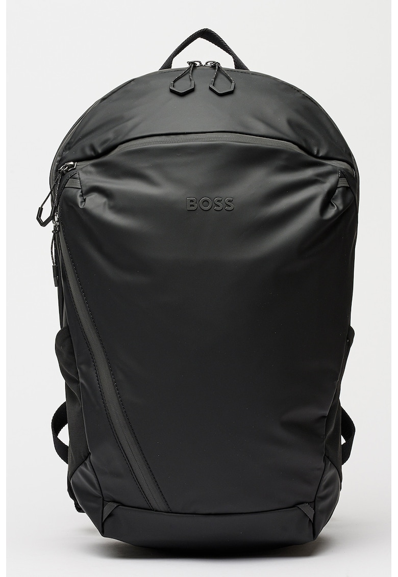 Rucsac cu fermoar si detaliu logo - Negru