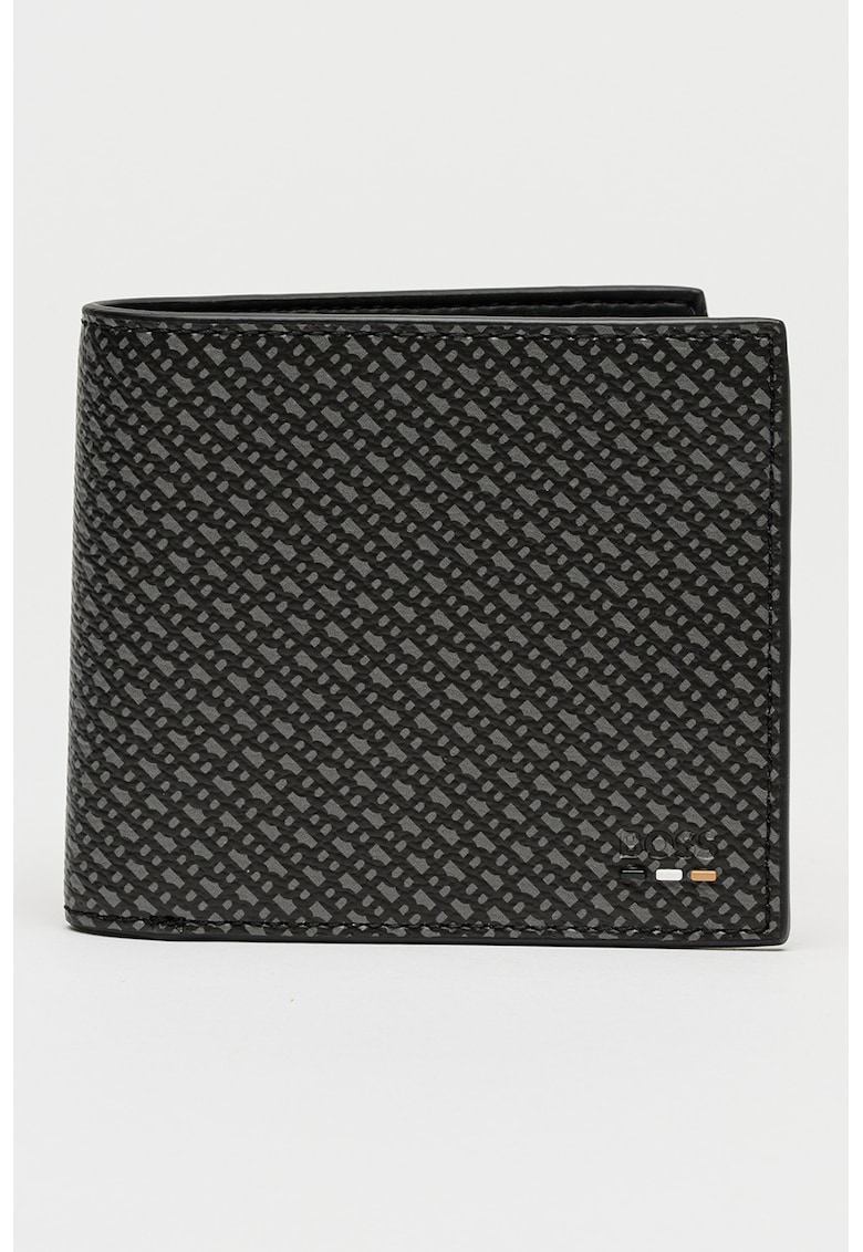 Portofel pliabil din piele ecologica cu model - Negru