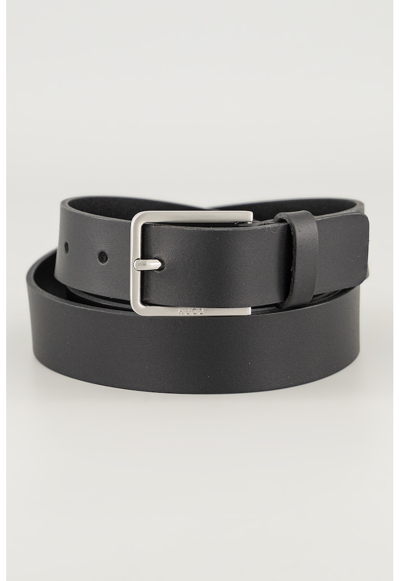 Curea din piele cu catarama dreptunghiulara - Negru