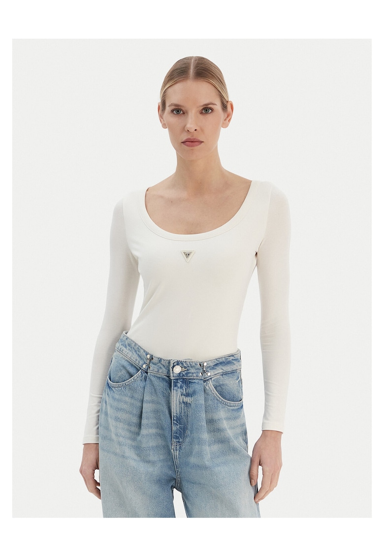 Body dama ecru - elastic - maneci lungi