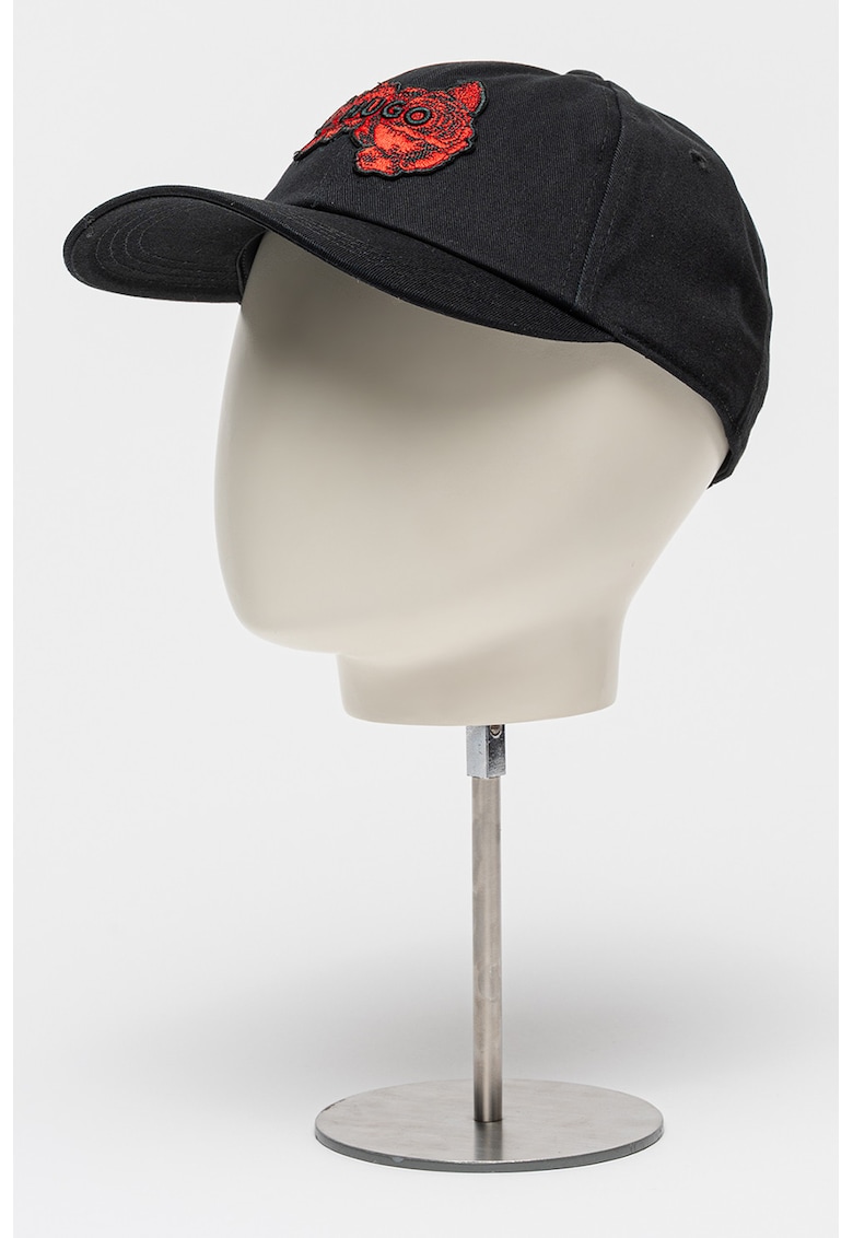Sapca de bumbac cu aplicatii - Rosu/Negru
