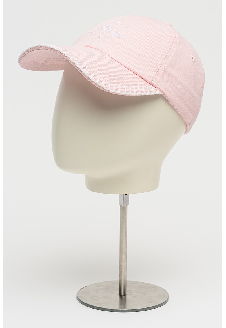 Sapca baseball din bumbac cu broderie logo - Roz deschis