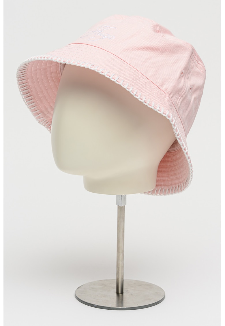 Palarie bucket din bumbac cu broderie logo - Roz deschis