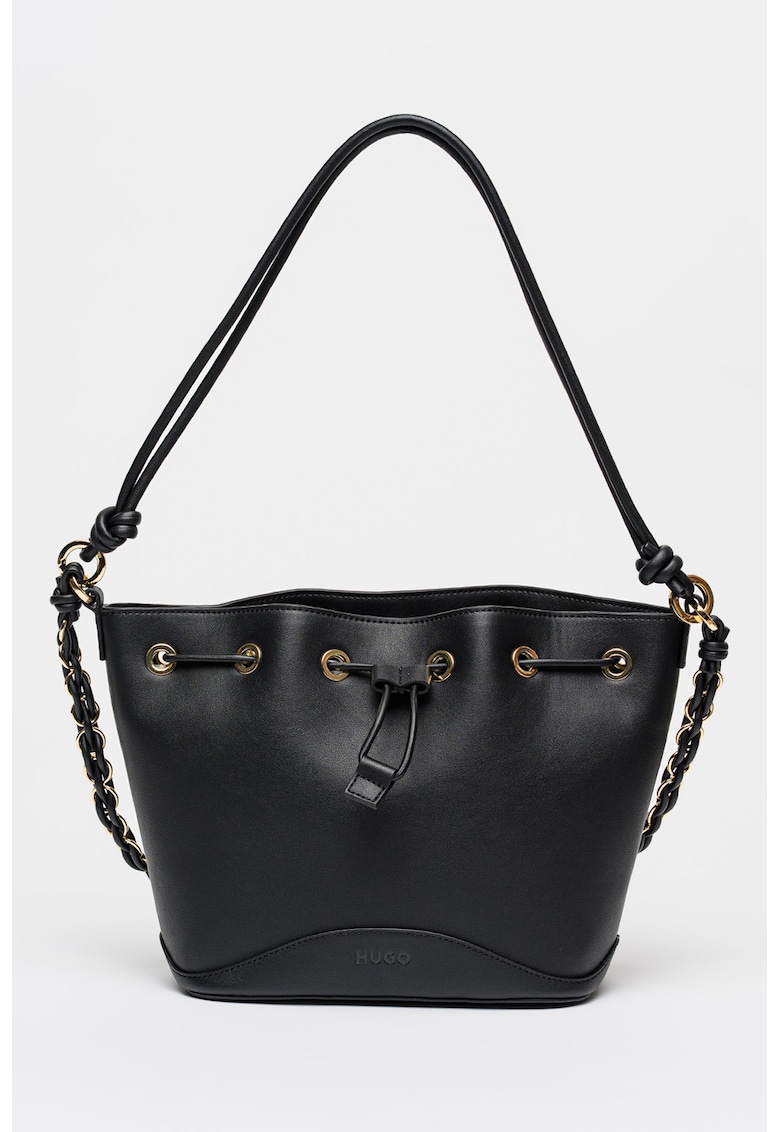 Geanta bucket de piele ecologica Ilary - Negru