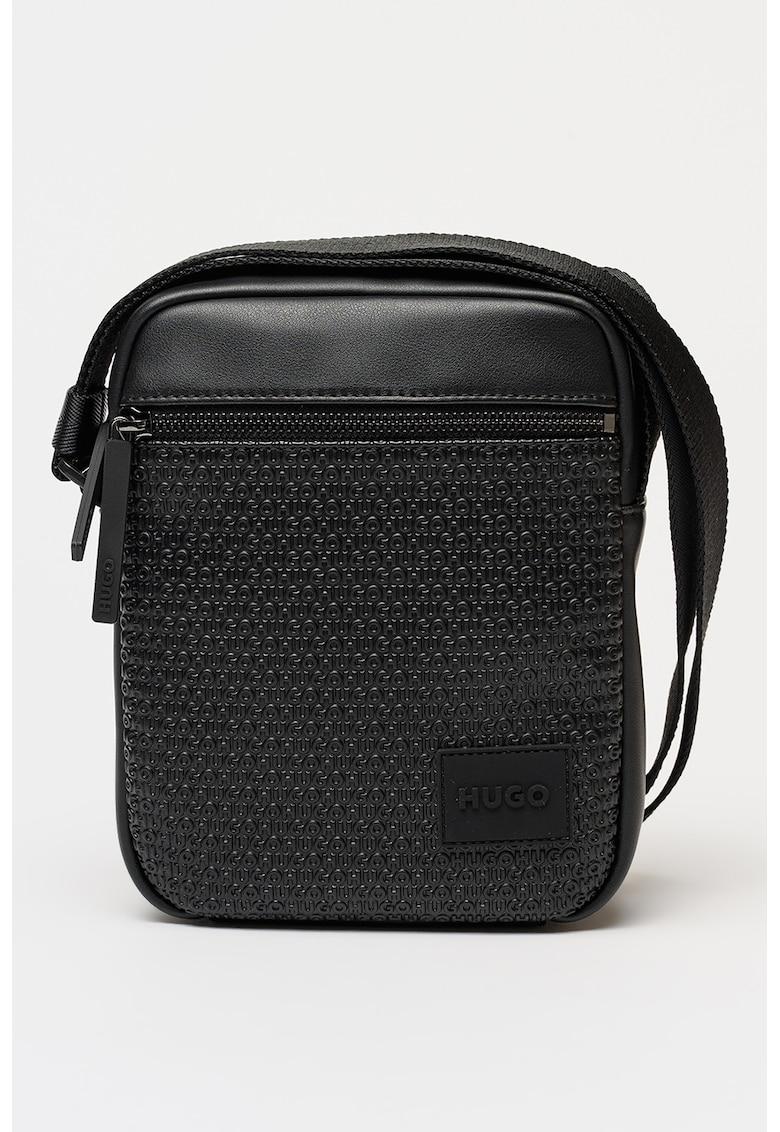 Geanta crossbody din piele ecologica cu model logo Ethon 2.0 - Negru