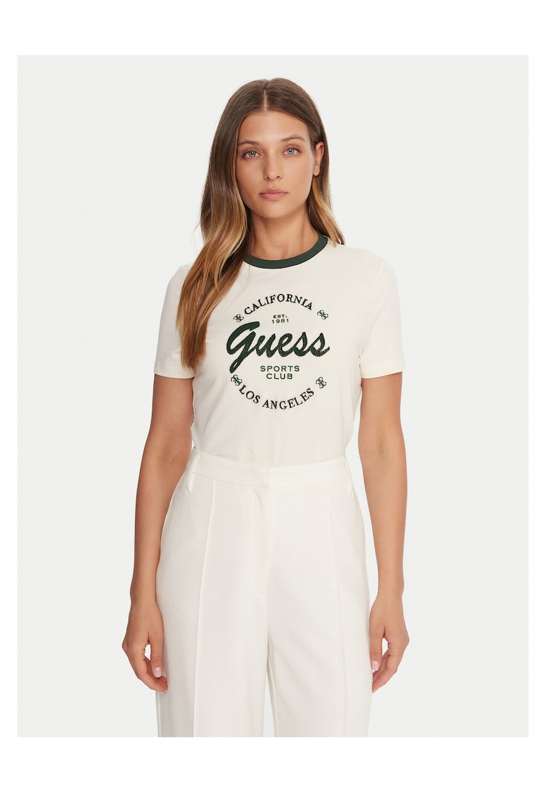 Guess Tricou dama - Bej/Negru