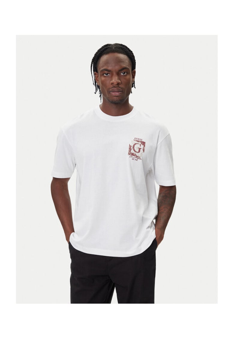 Guess Tricou barbati bumbac - culoare alba