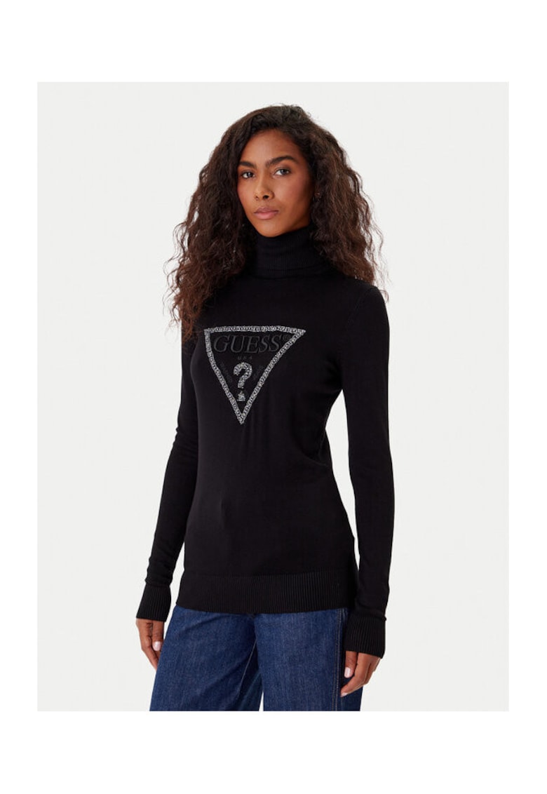Pulover dama cu guler inalt - negru -