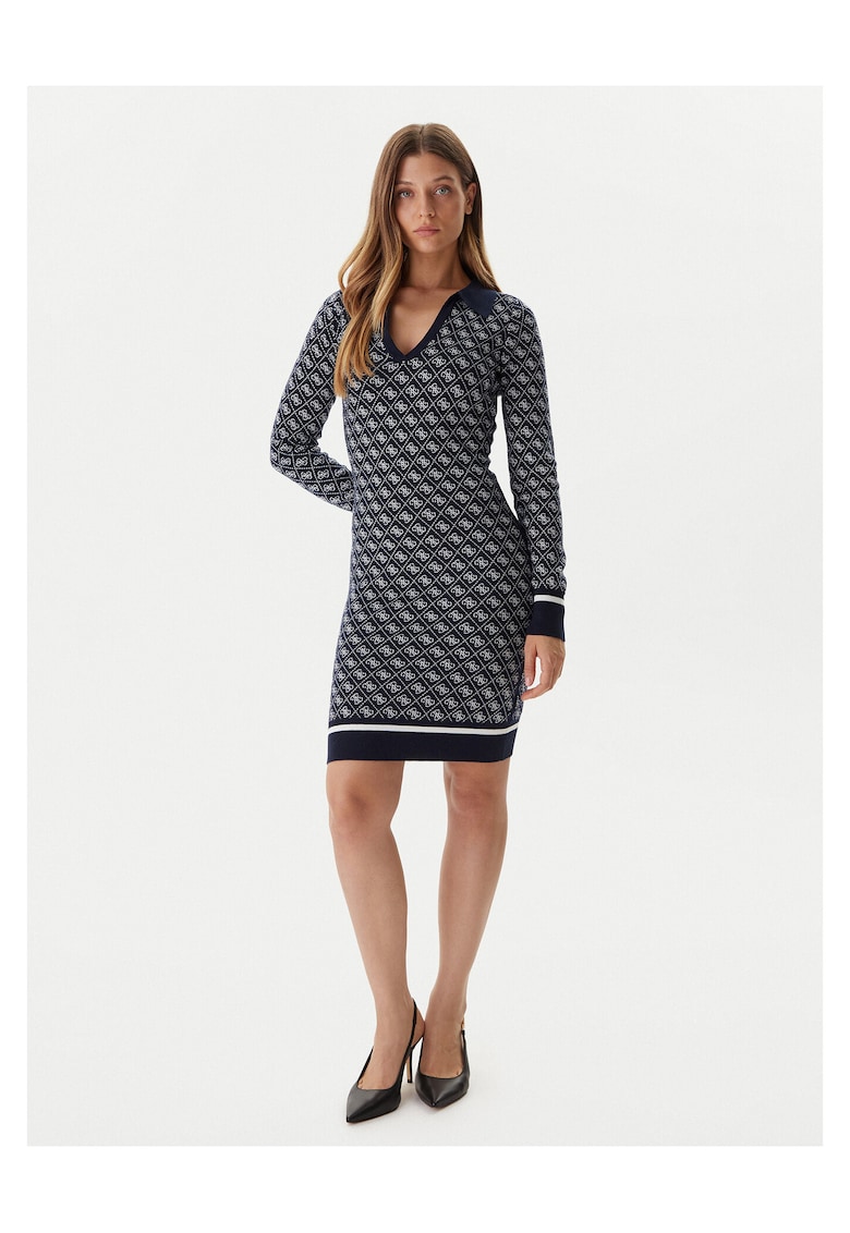 Rochie tricotata de dama bleumarin - cu model
