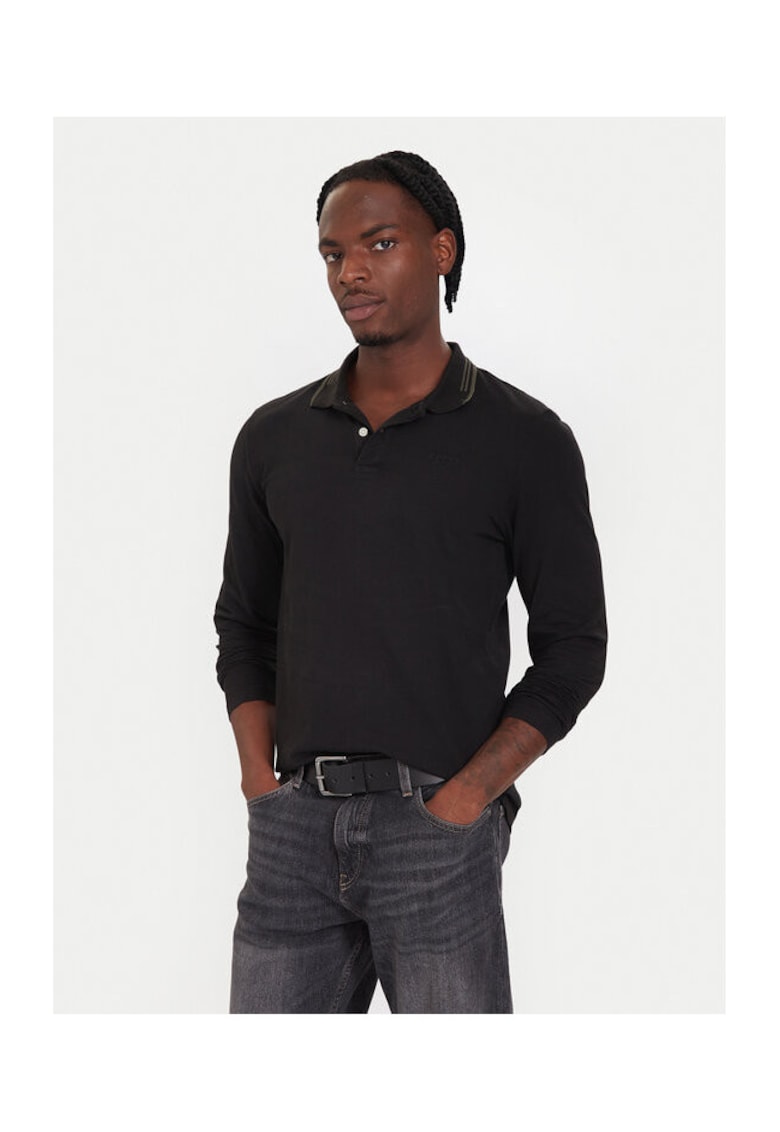 Bluza polo barbati negru - bumbac