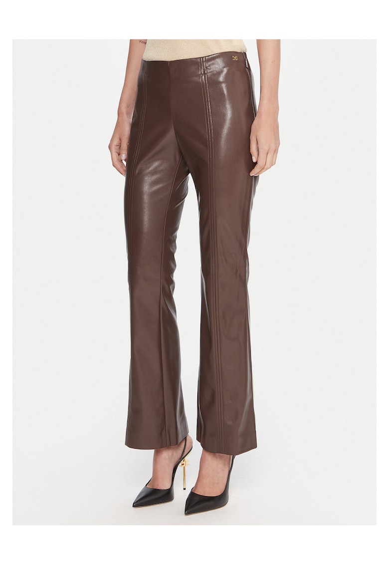 Pantaloni dama - piele ecologica - maro