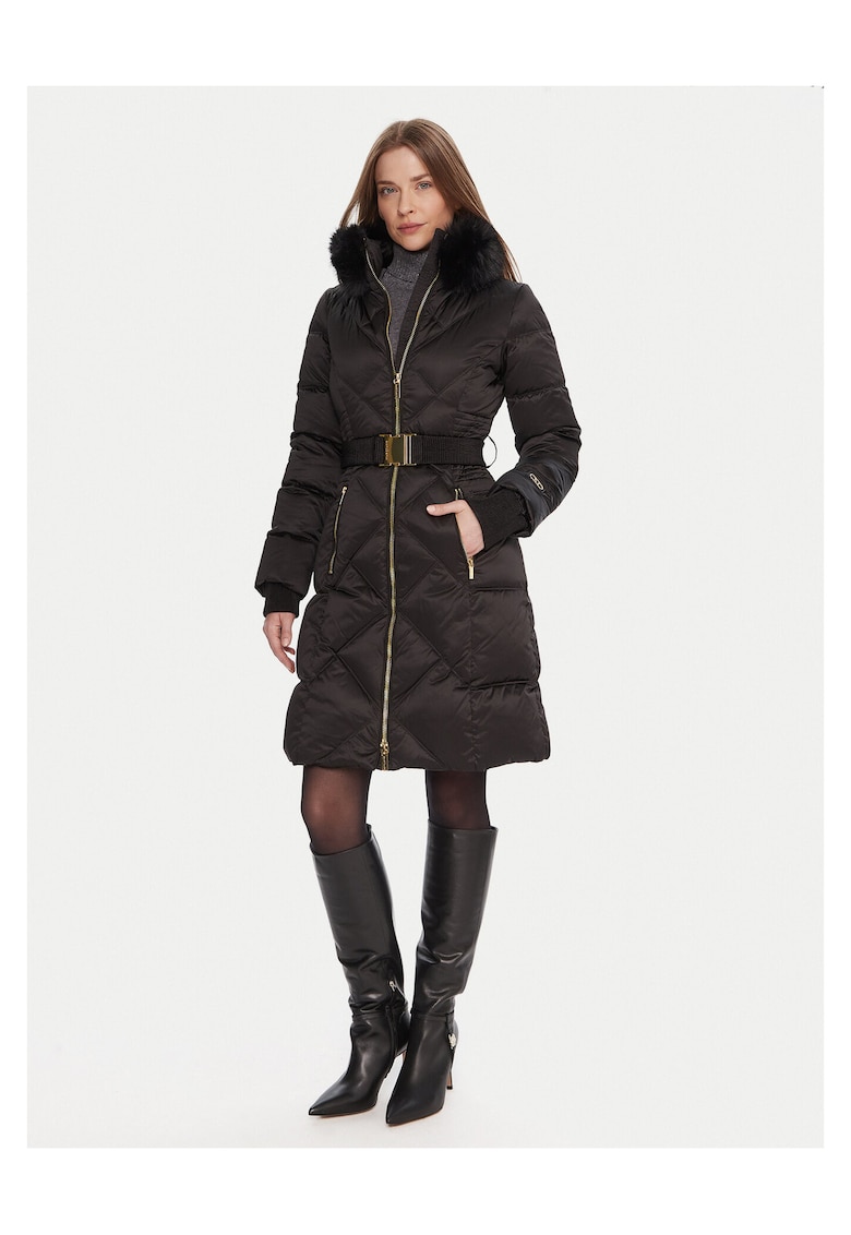 Geaca de iarna - Marciano Guess - sintetic - negru - lungime eleganta - curea inclusa -
