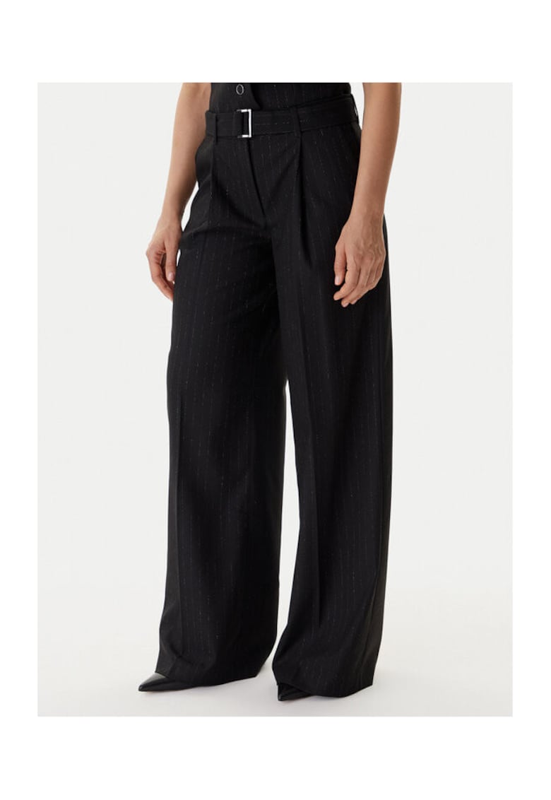 Pantaloni pentru dama Palazzo - negru - poliester -