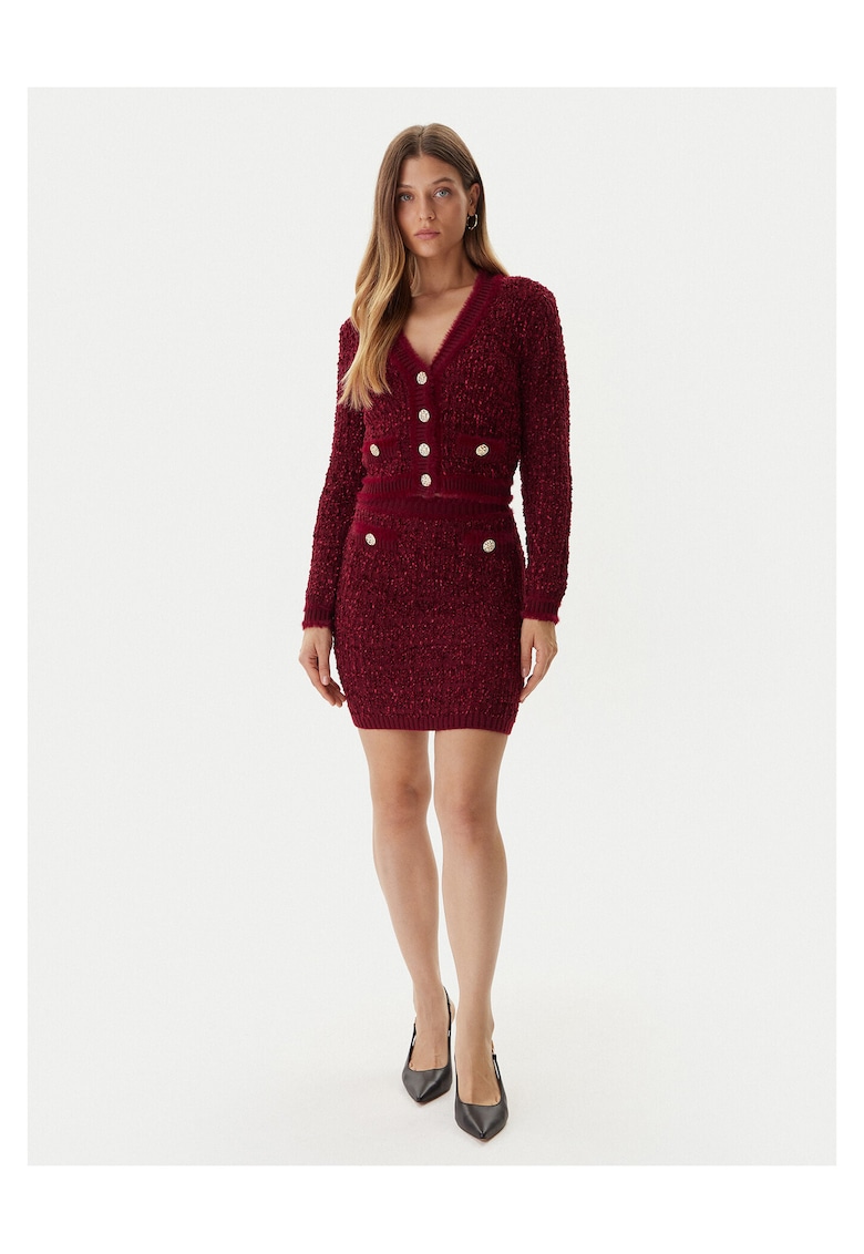 Cardigan dama rosu - pulover tricotat