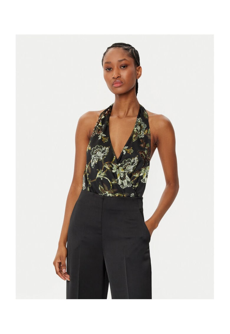 Body dama negru cu imprimeu colorat