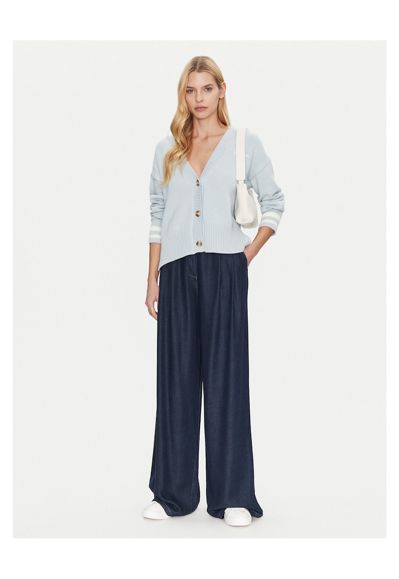Cardigan femei - bumbac - albastru -