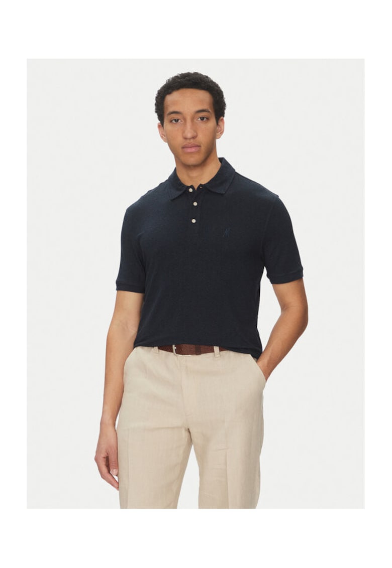 Tricou barbati bleumarin - bumbac - stil polo
