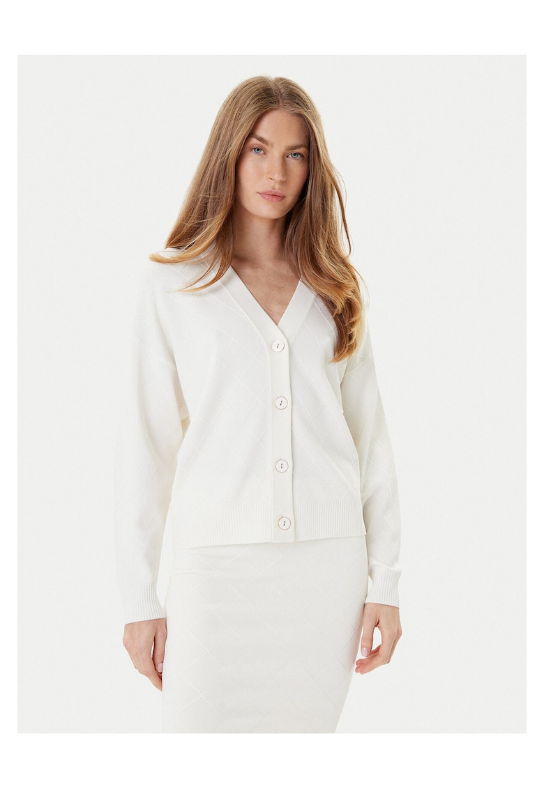 Cardigan dama ecru - pulover tricotat