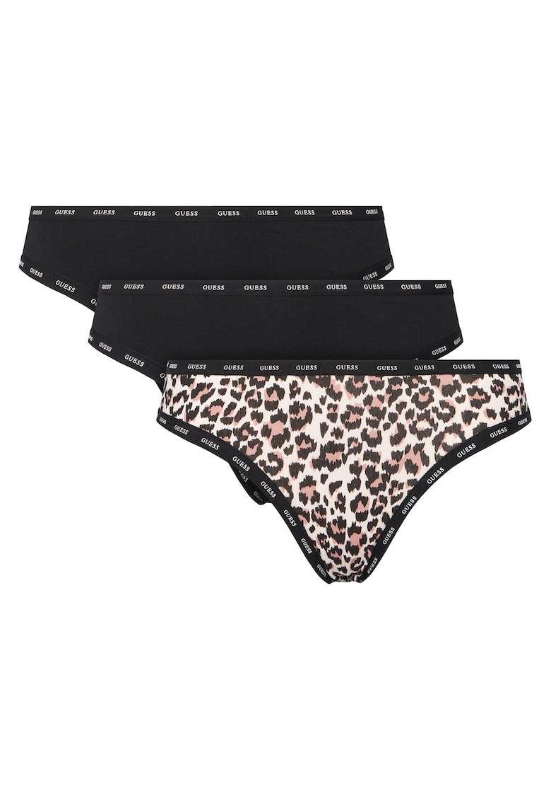Lenjerie intima dama - Negru/Leopard - 3 perechi
