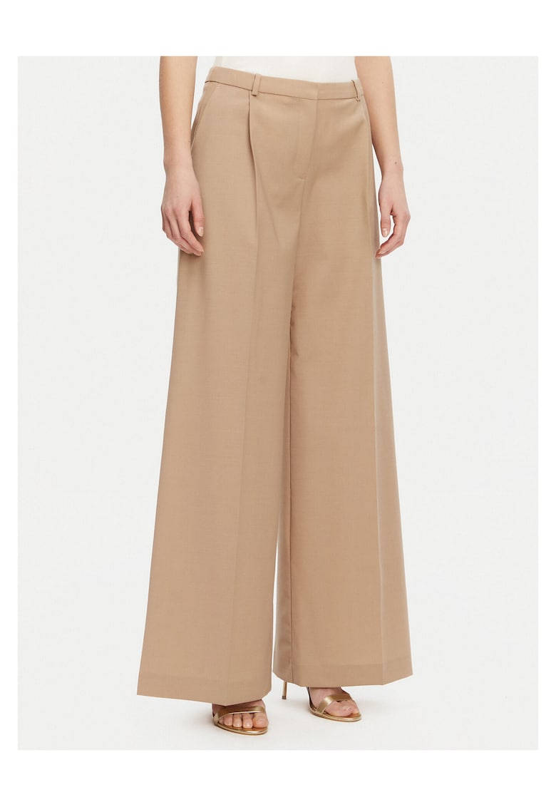 Pantaloni dama - poliester - fermoar - bej -