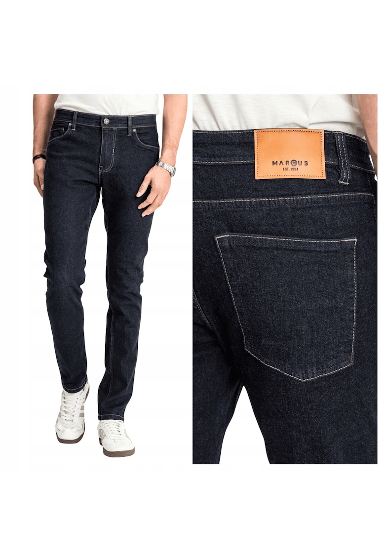 Blugi Barbati - Felix - Straight Fit - Talie Medie - Fermoar - Lungi - 5 Buzunare - Bumbac - Elastan - Albastru