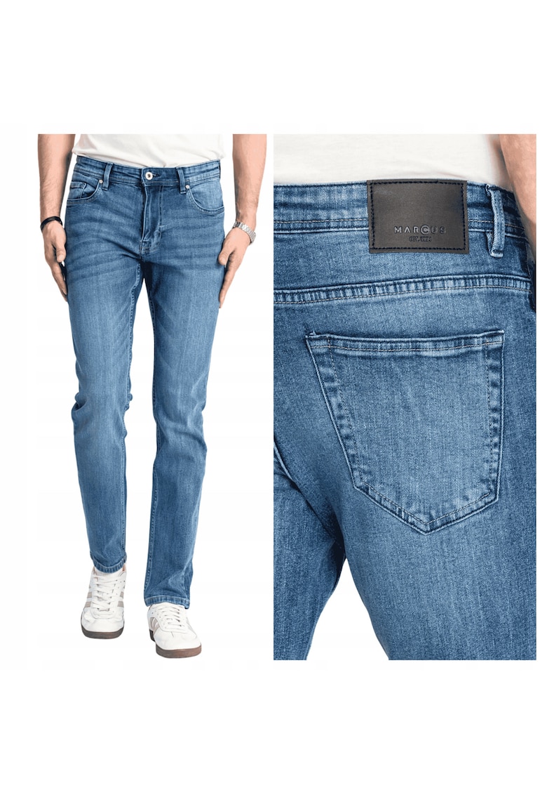 Blugi Barbati - Felix - Straight Fit - Talie Medie - Fermoar - Lungi - 5 Buzunare - Bumbac - Poliester - Albastru