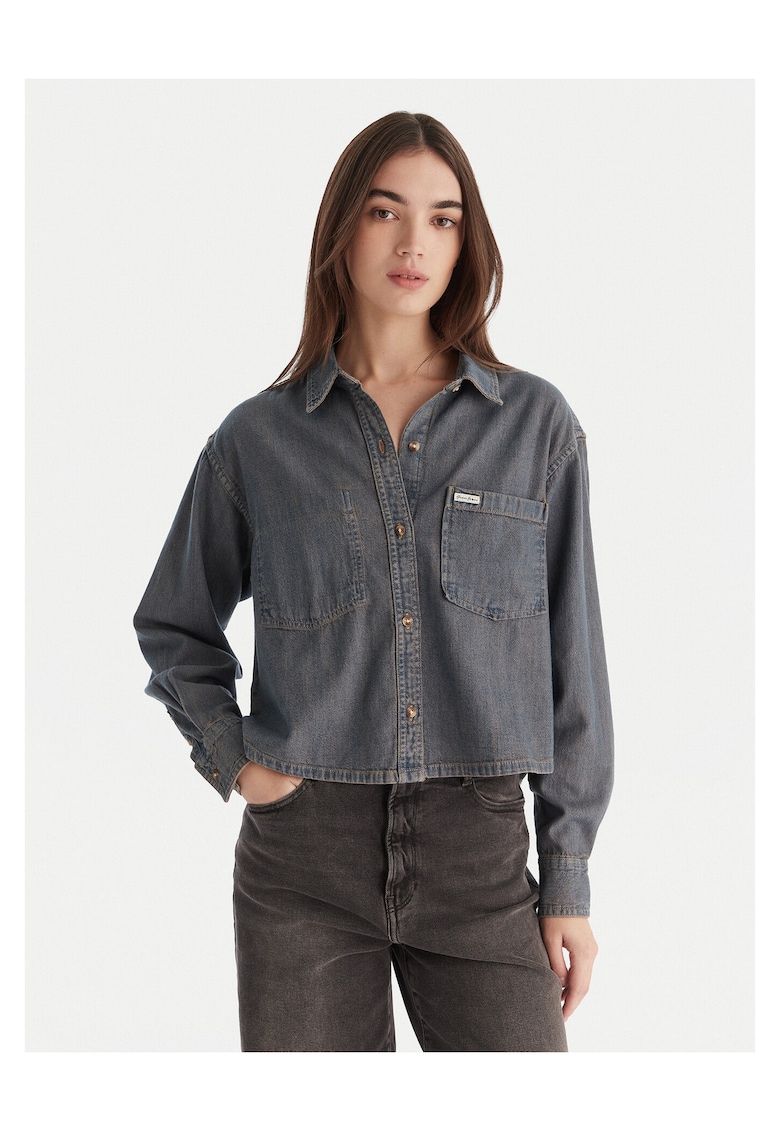 Camasa din denim pentru femei albastru