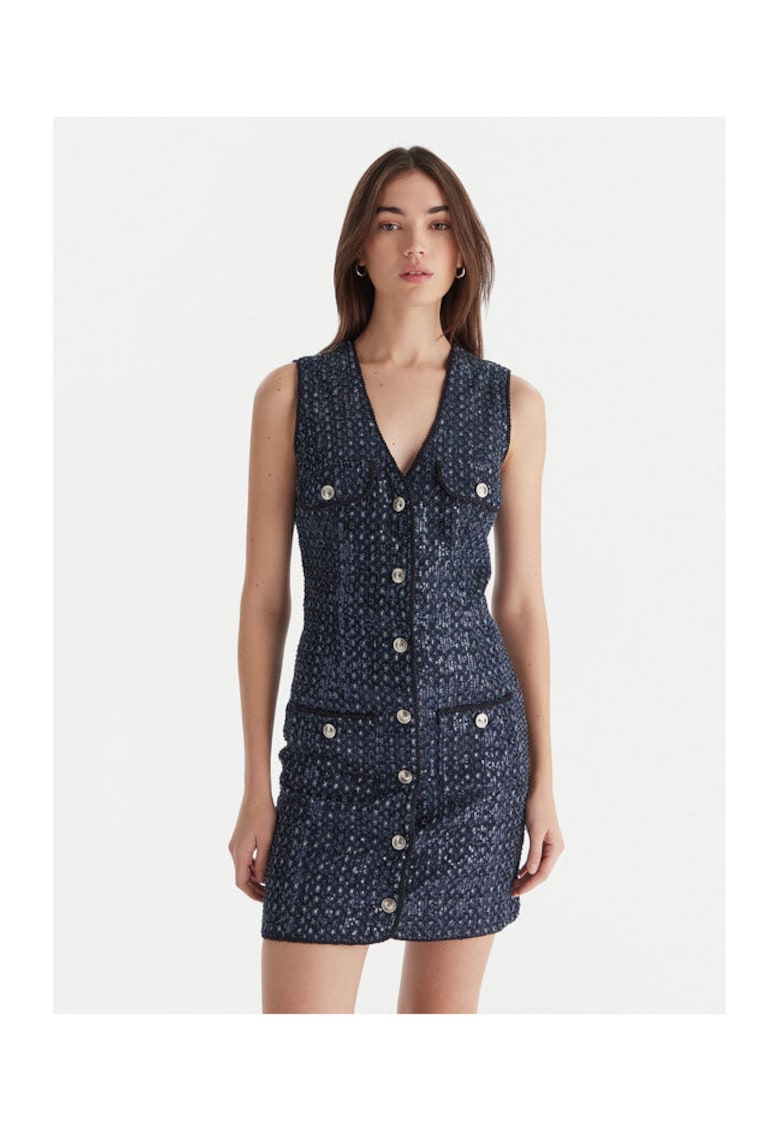 Rochie de zi pentru femei W5BK41 D0771 - bleumarin -