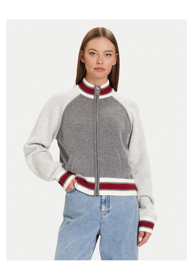 Cardigan dama gri - pulover din tricot