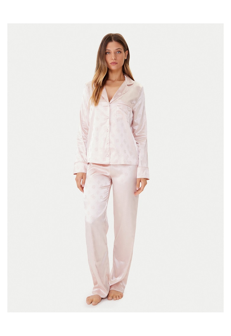 Pijamale de dama roz - 2 piese - camasa si pantaloni