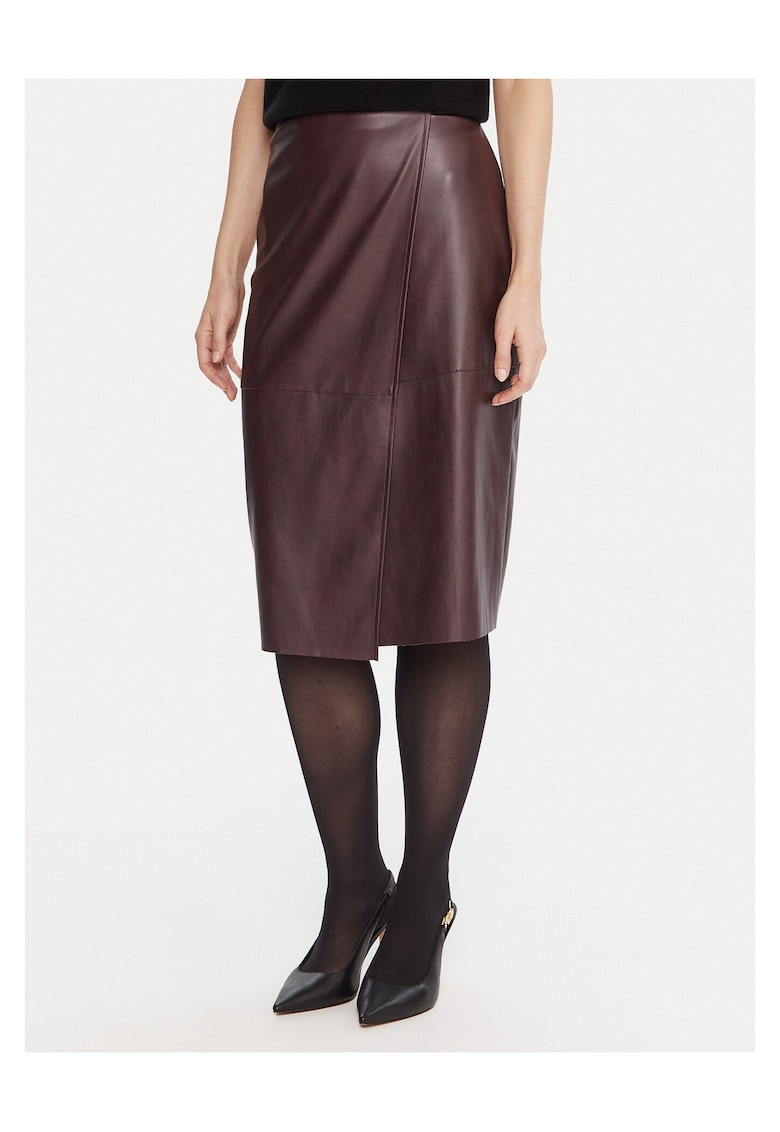 Fusta din imitatie de piele - bordo - femei