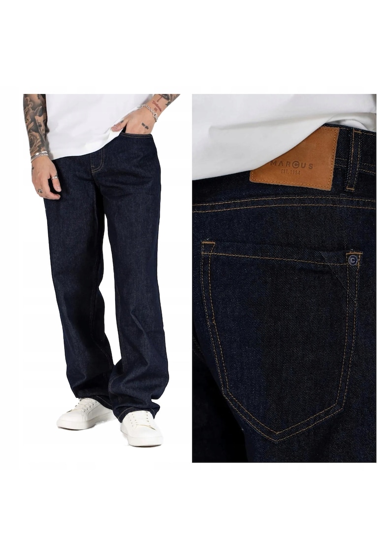 Blugi Barbati - Jason Z - Fit - Talie Inalta - Fermoar - Lungi - 5 Buzunare - 100% Bumbac - Albastru Inchis