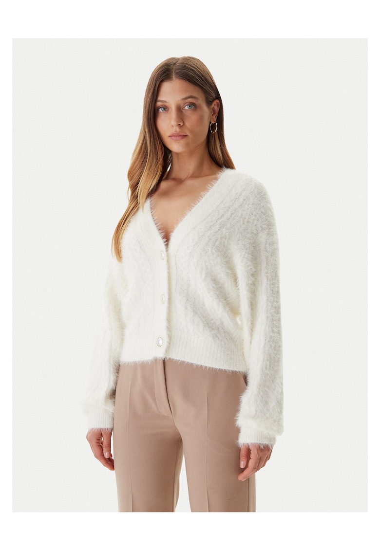 Cardigan dama crem - pulover elegant