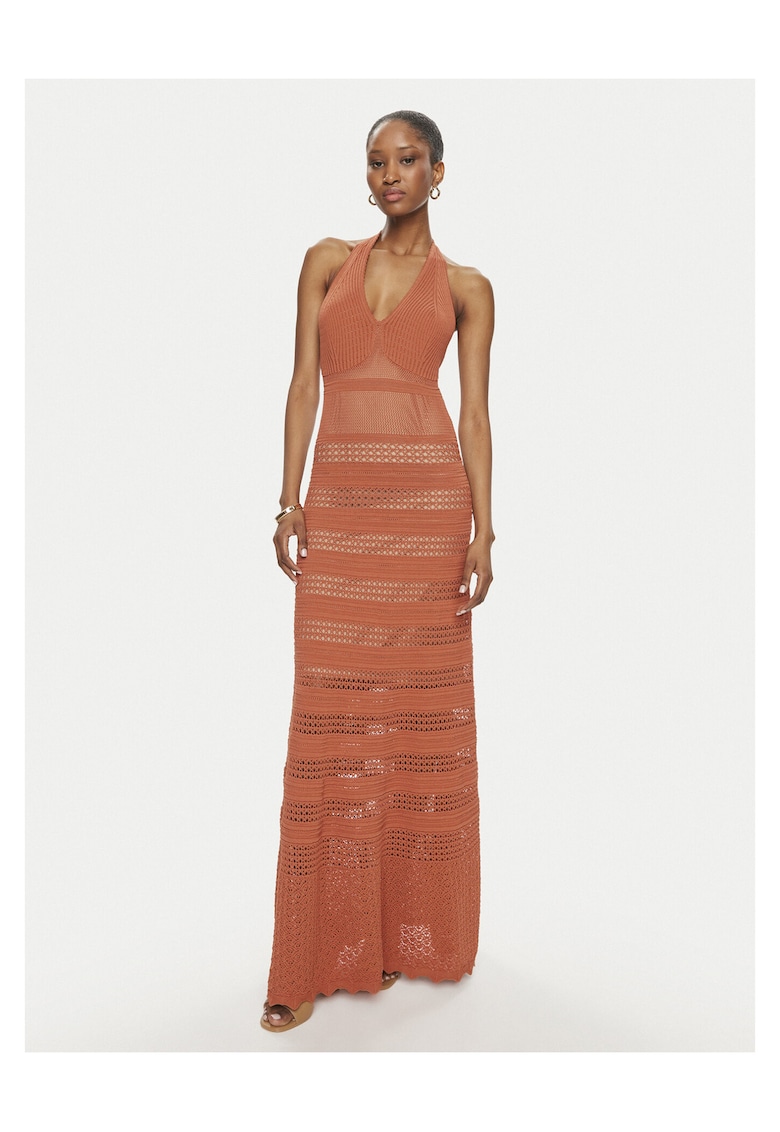 Twinset Rochie tricotata de dama portocalie - 100% bumbac