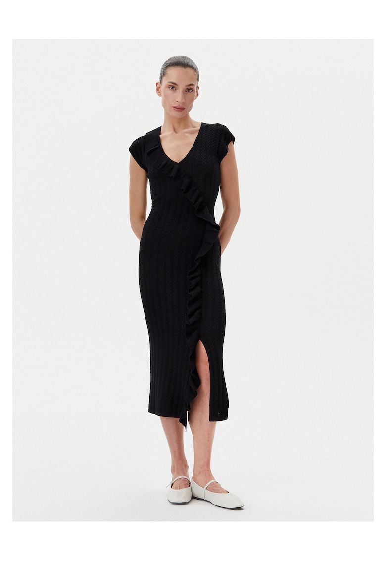 Rochie tricotata - de dama - negru - fabricata din material de calitate