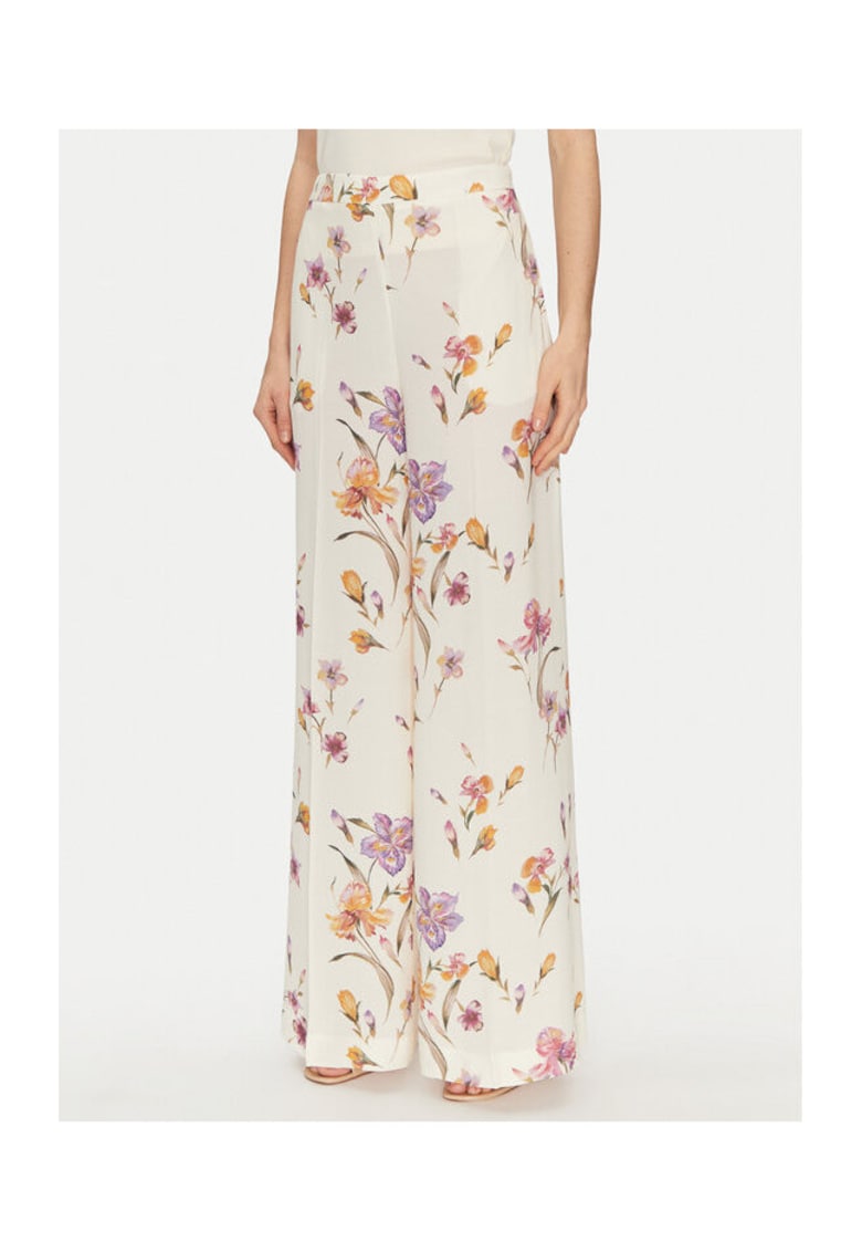 Pantaloni Palazzo model floral - crem