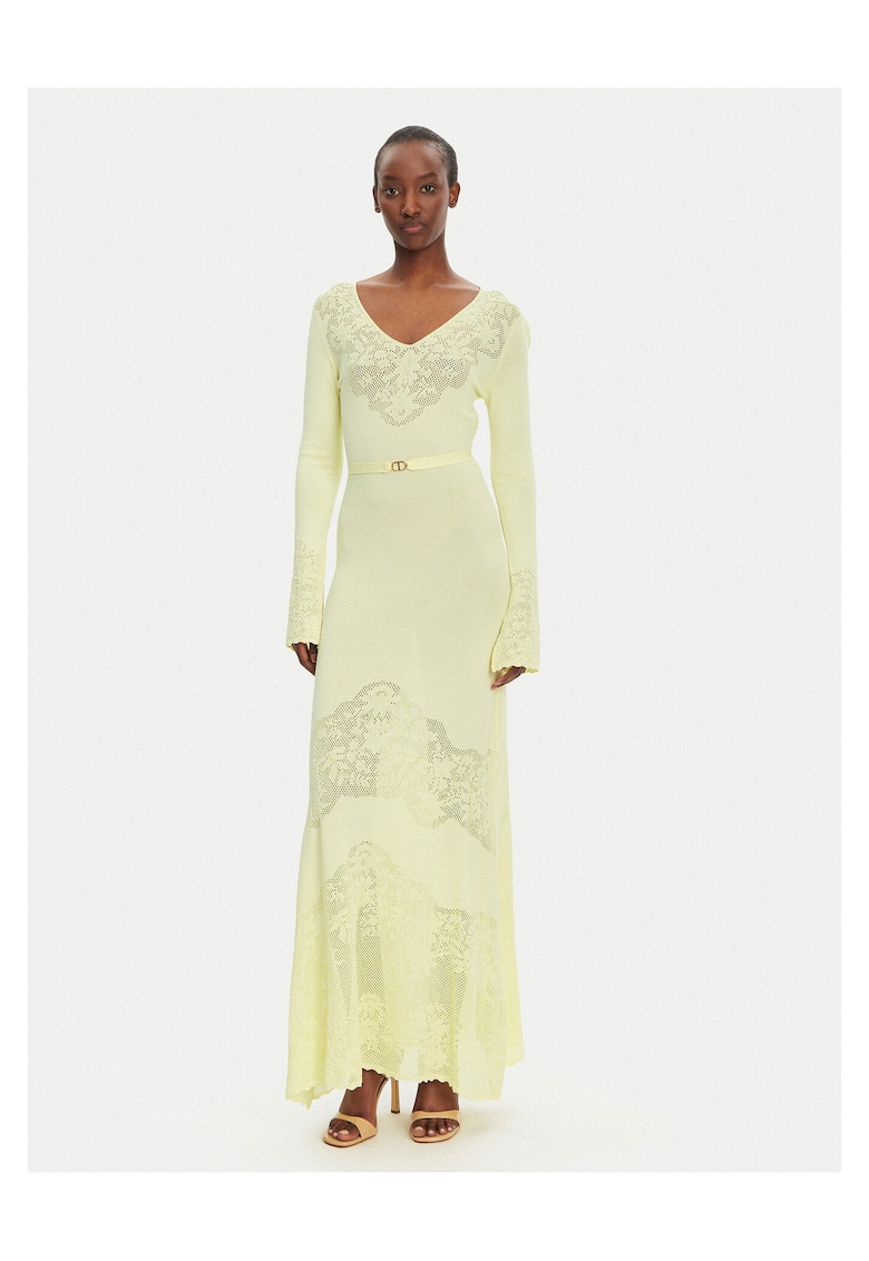 Rochie tricotata de dama bej - fabricata din material de calitate