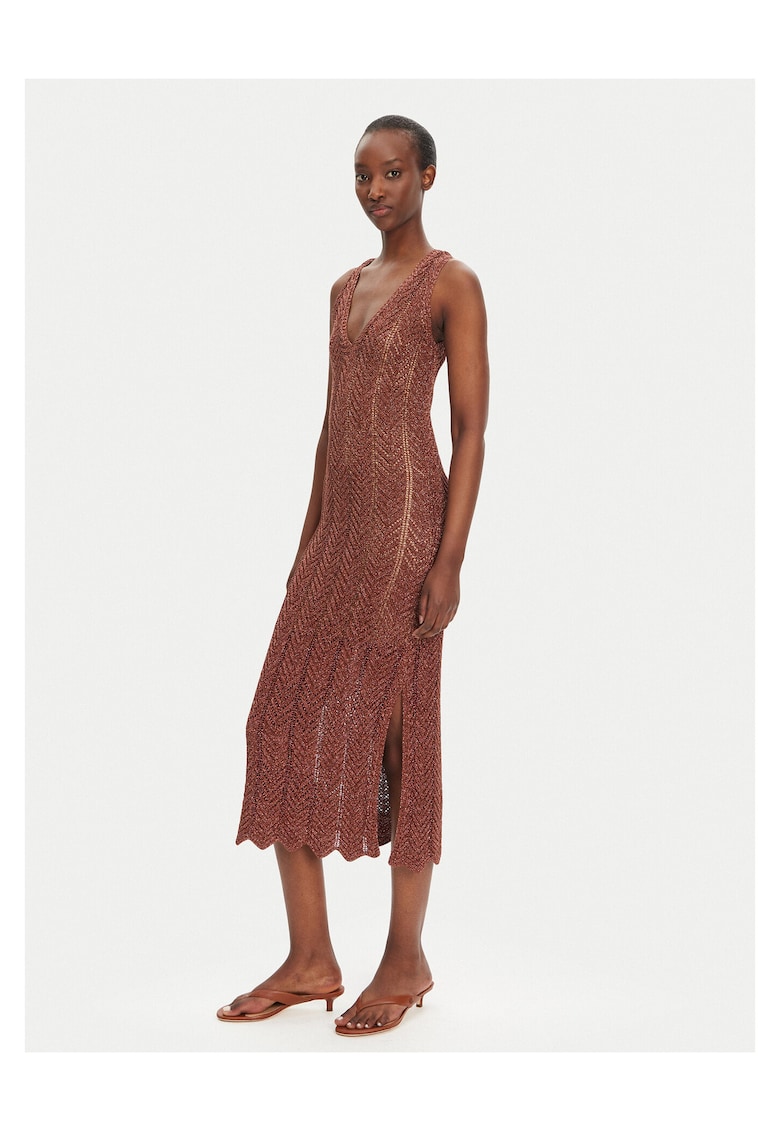 Rochie tricotata de dama maro - fabricata din material de calitate