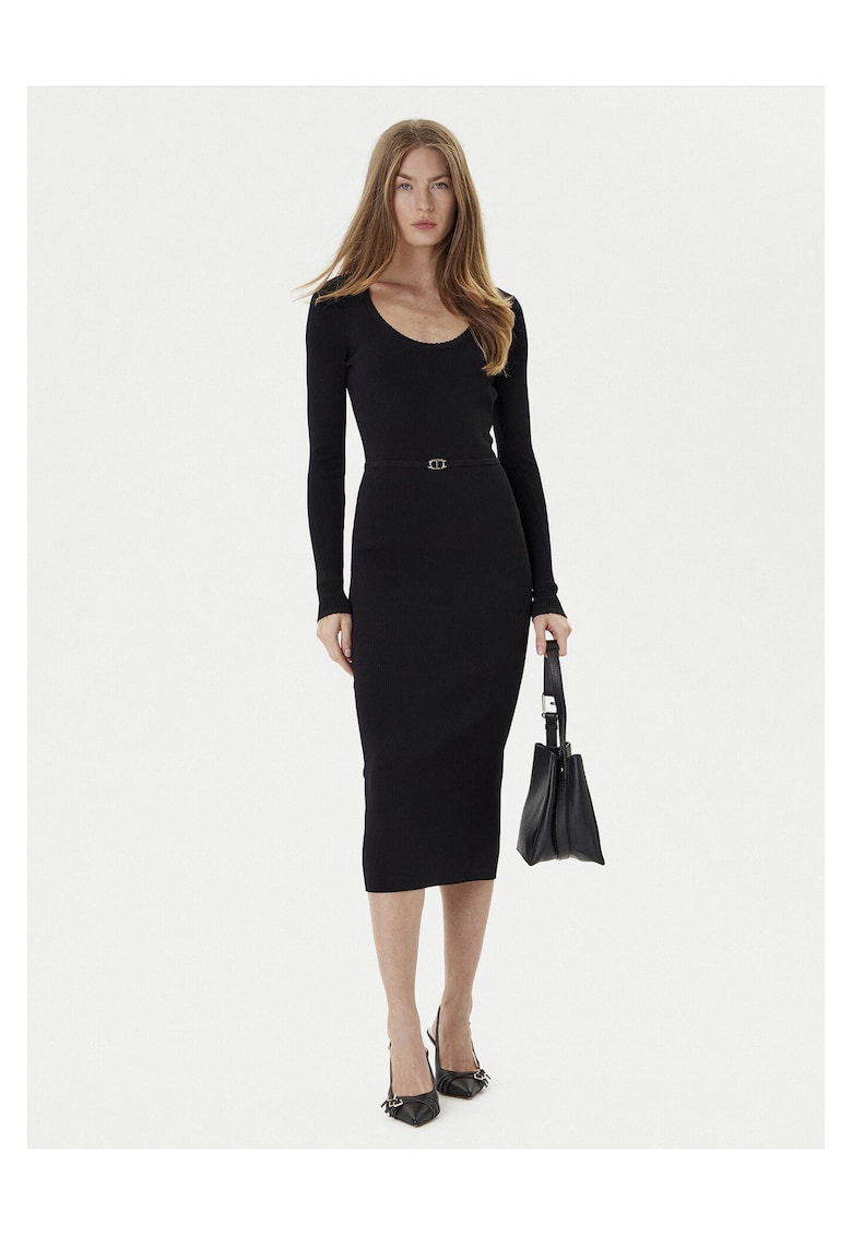 Rochie tricotata de dama negru - material tricotat