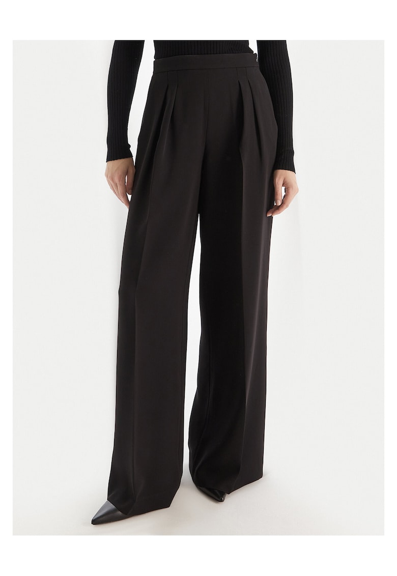 Pantaloni cu talie inalta - Palazzo - negru