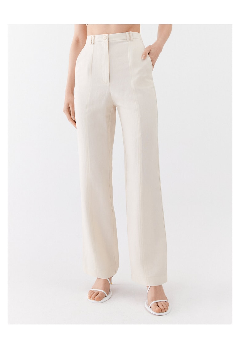 Pantaloni dama - largi - ecru -